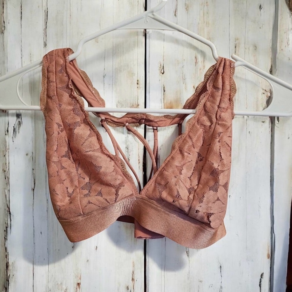 VS PINK Lace Bralette - Dusty Rose Wireless Comfort